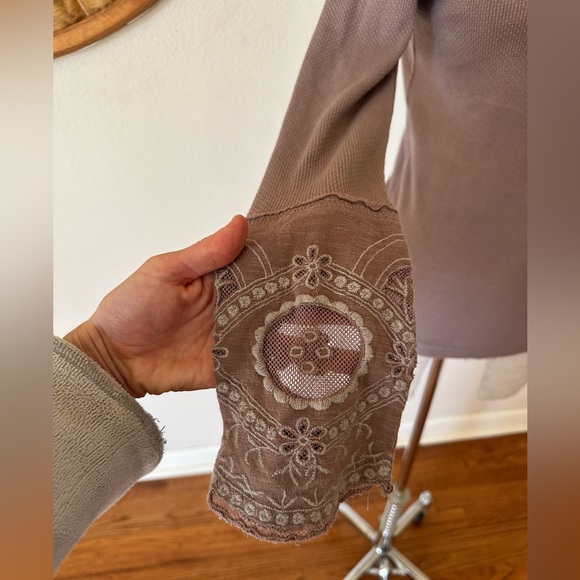Free People Long sleeve Thermal Waffle Boho Woman's M - Picture 5 of 9